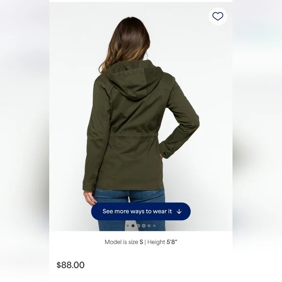 Market & Spruce Green Utility Jacket with Hood and Drawstring Waist - Picture 6 of 6